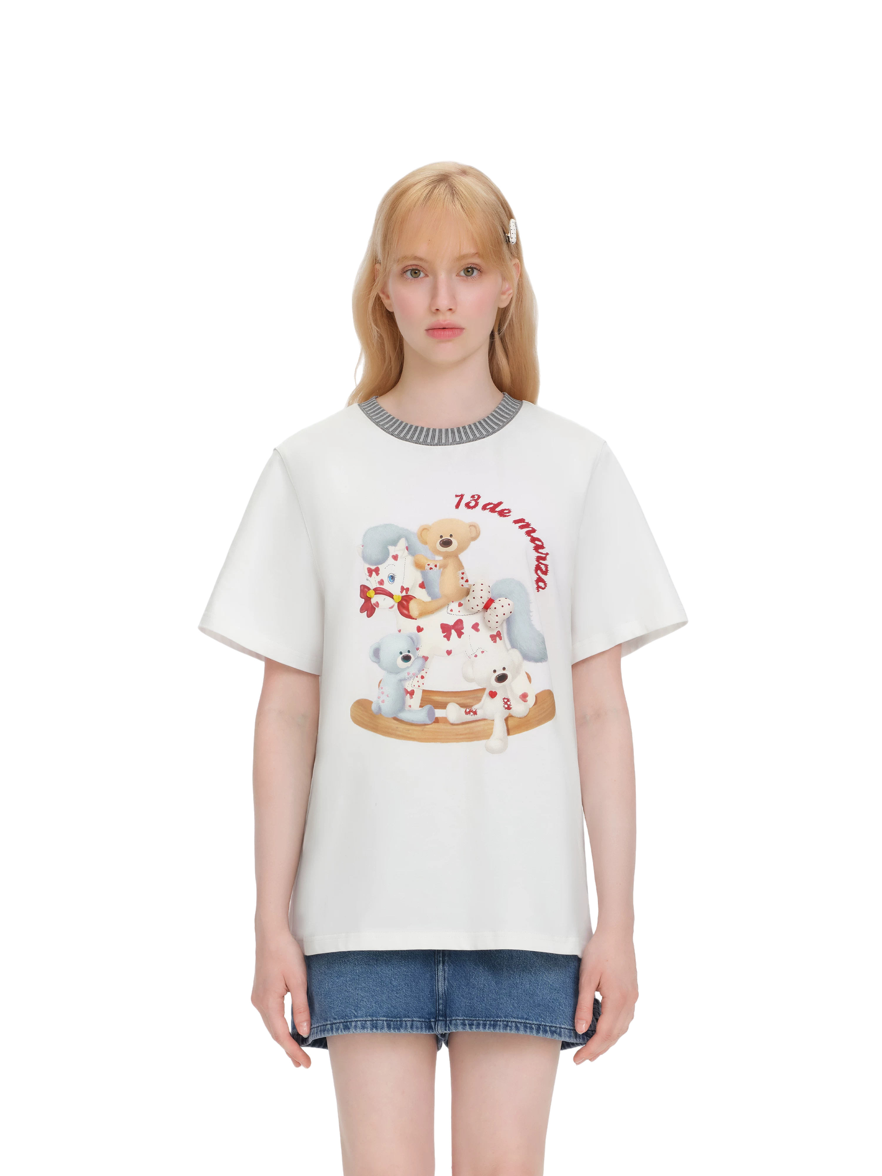 Loose Cotton T-shirt with Rocking