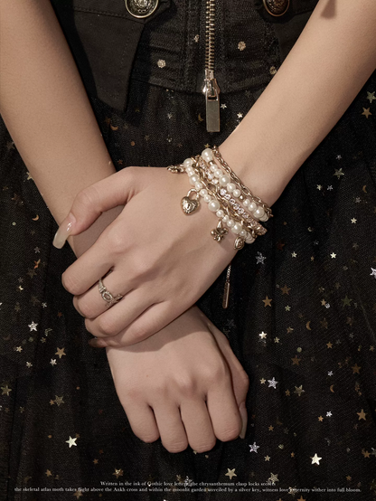 Pearl Heart Layered Bracelet