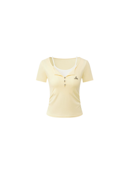 Two-Tone Layered Look Slim Fit T-Shirt