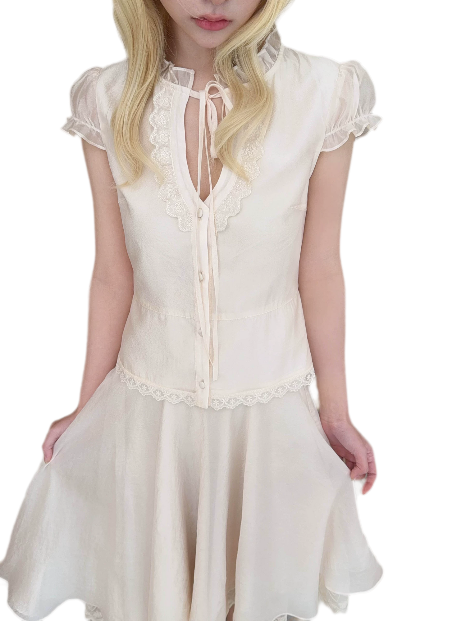 Sweet Lace Blouse Skirt