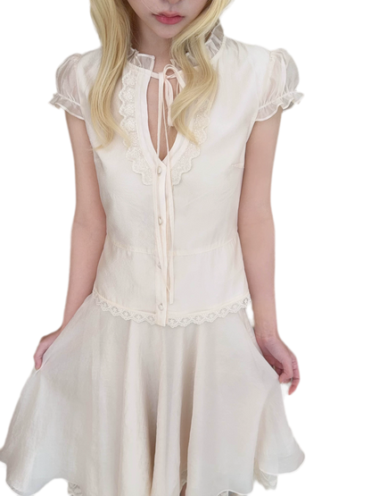 Sweet Lace Blouse Skirt
