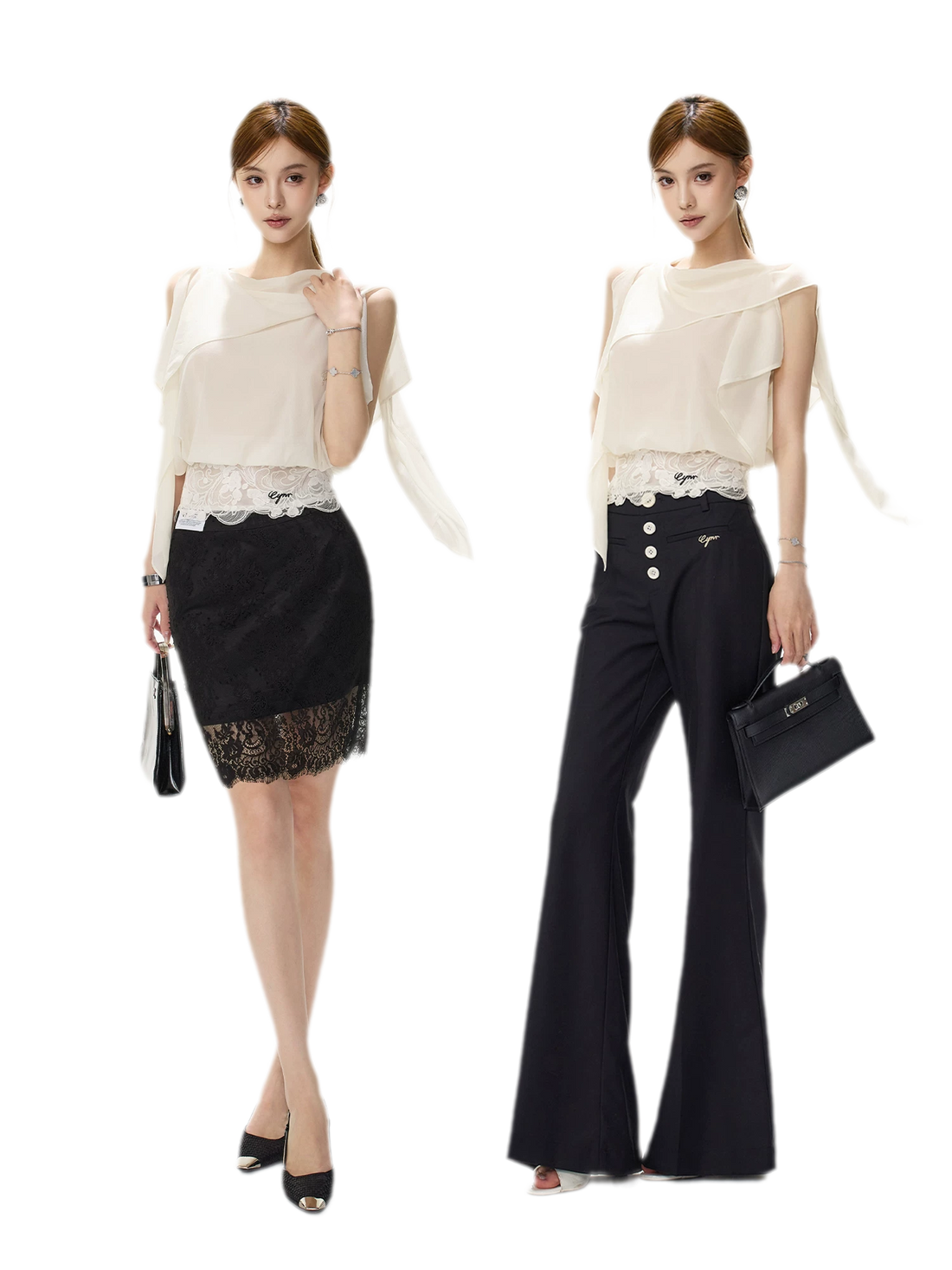 Off-Shoulder Chiffon Blouse