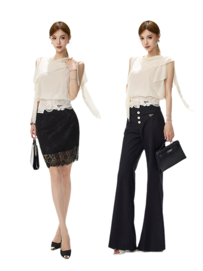 Off-Shoulder Chiffon Blouse