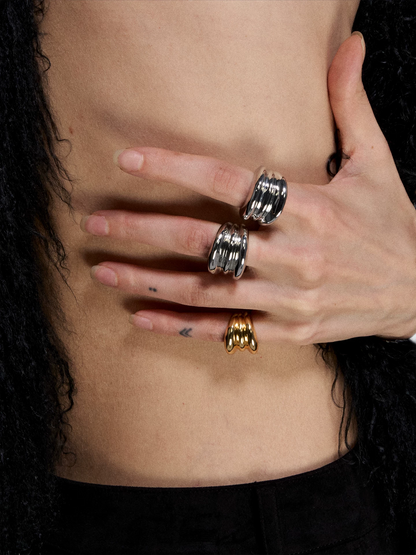 Punk Style Gold &amp; Silver Layered Ring