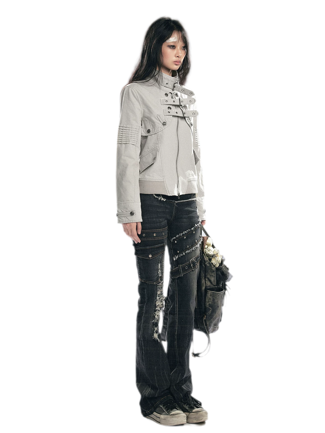 Cest Nous Skinny Grunge Flare Jeans – view 2