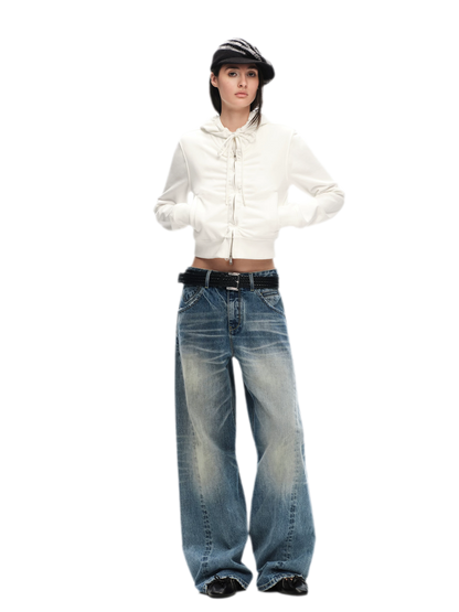 Vintage Washed Wide-Leg Jeans