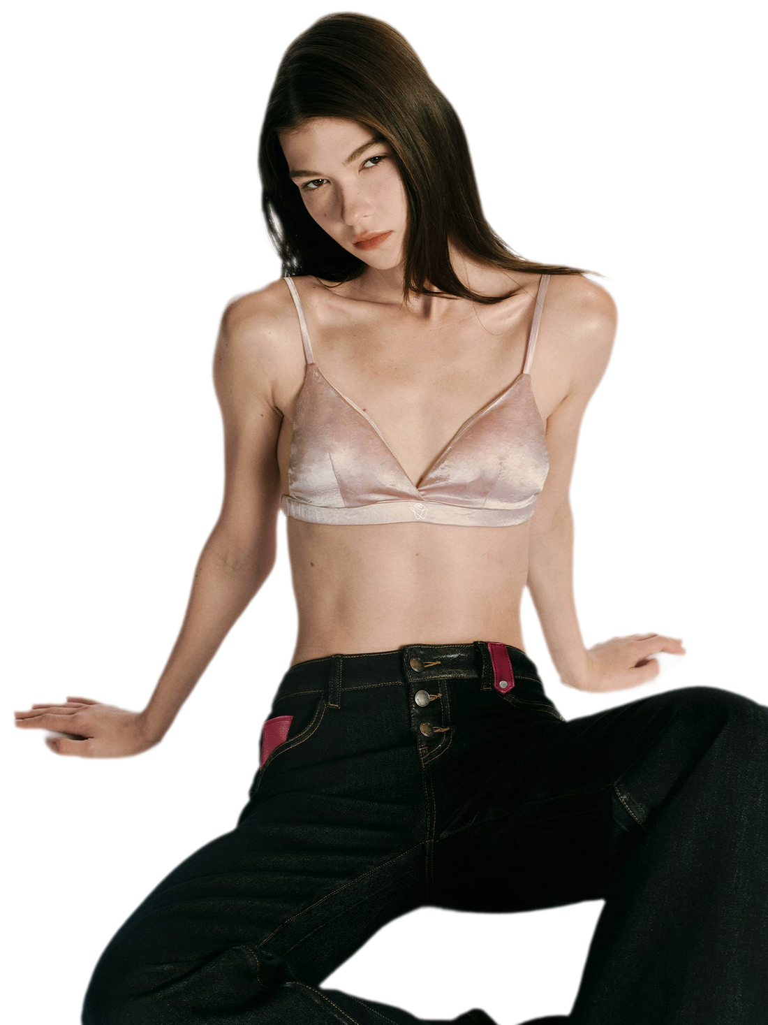 Crinkled Acetate Triangle Bra
