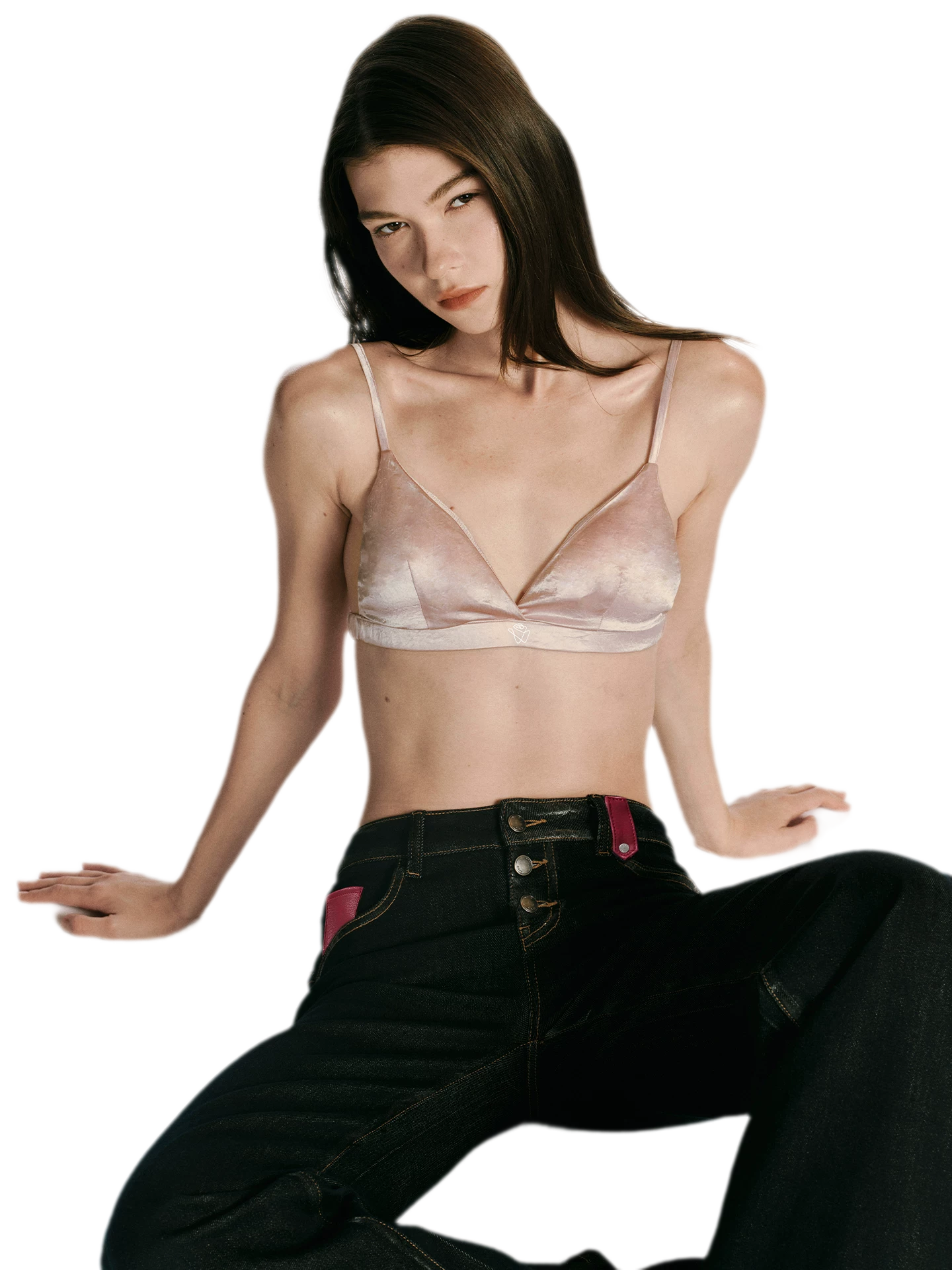 Crinkled Acetate Triangle Bra