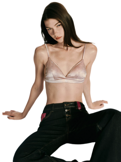 Crinkled Acetate Triangle Bra