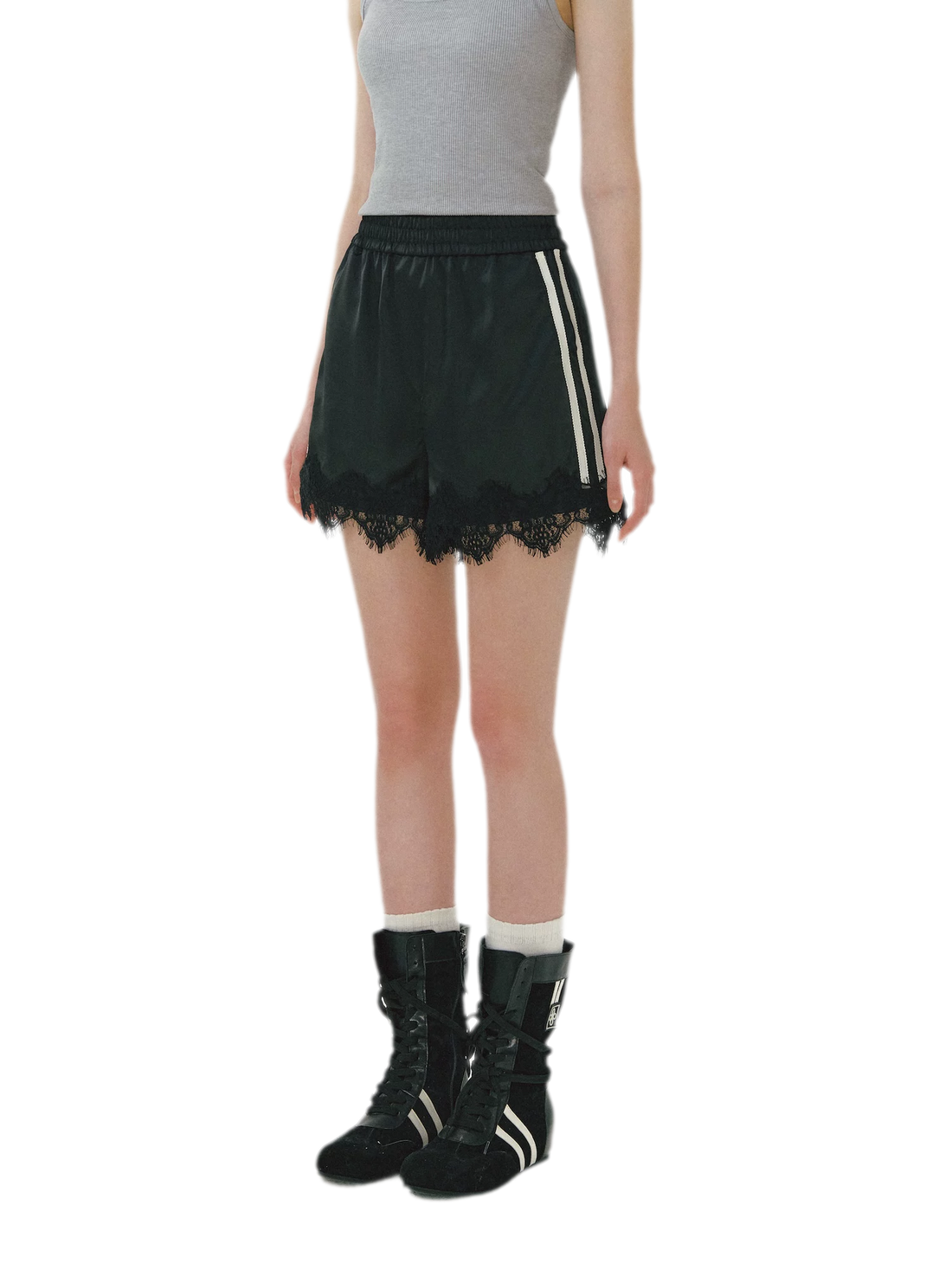 Lace Trim Satin Shorts