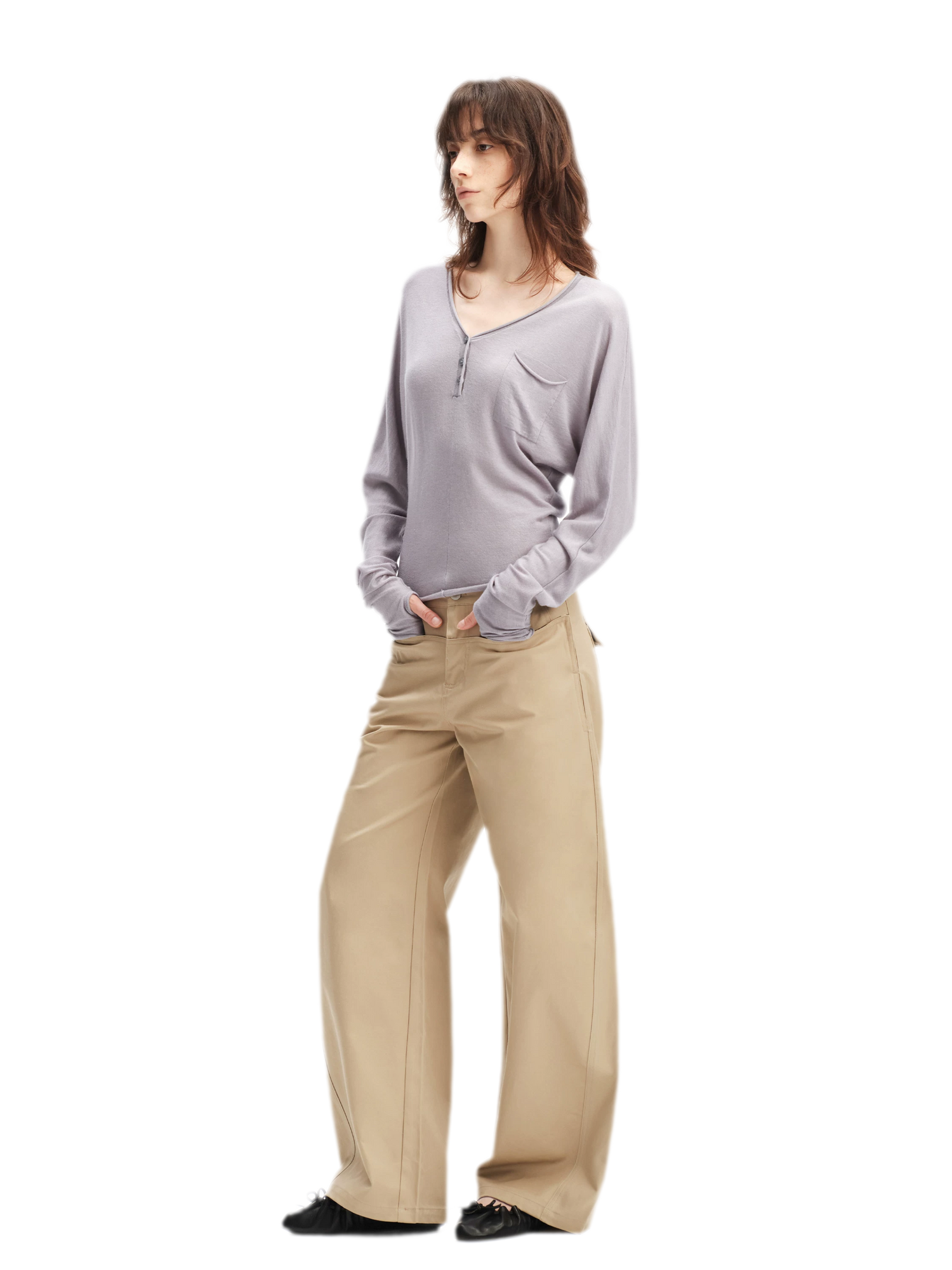 Lyocell Wool V-Neck Top