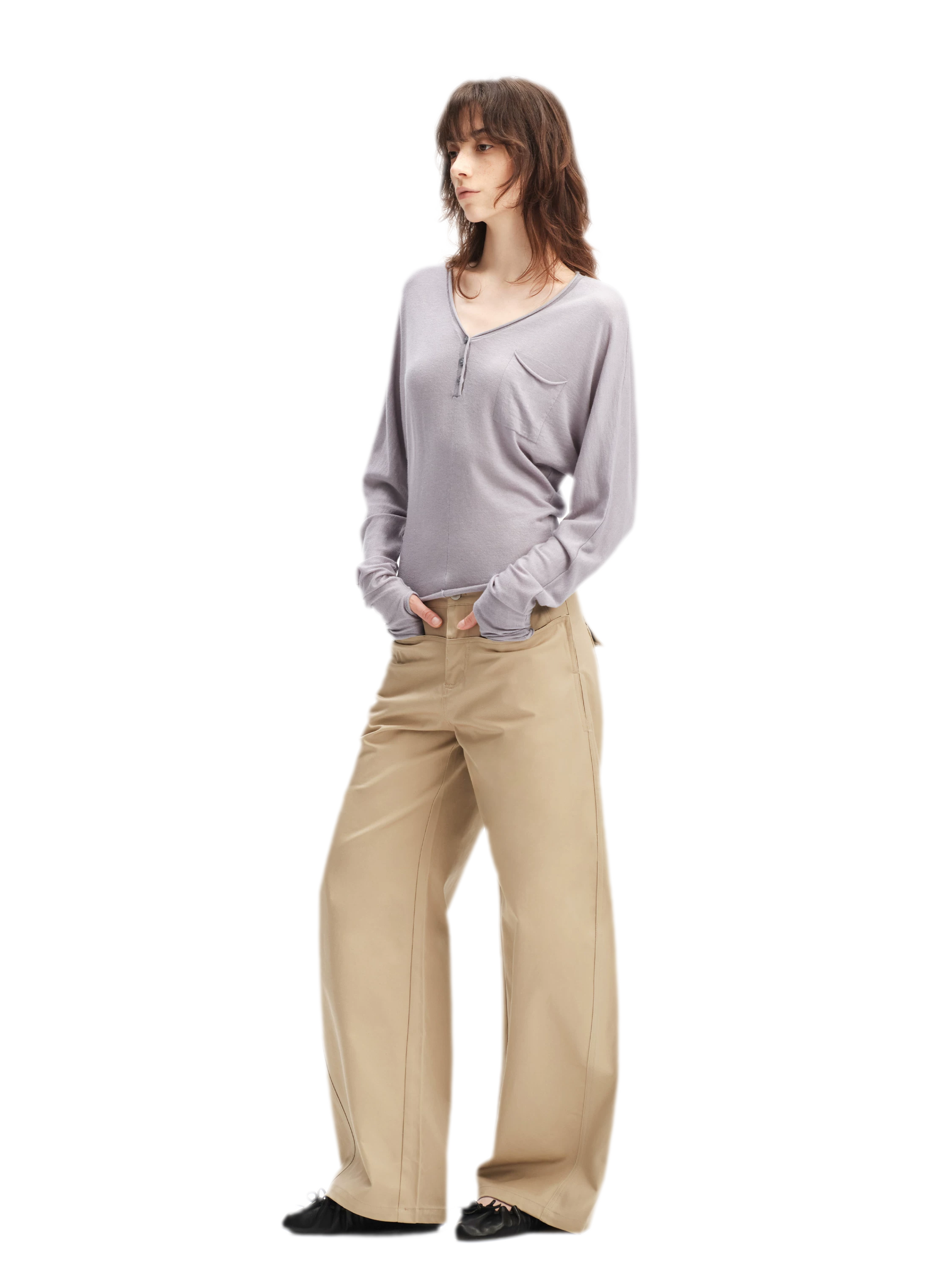 Lyocell Wool V-Neck Top