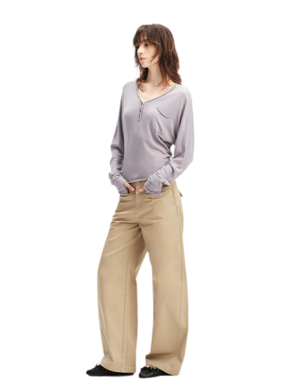 Lyocell Wool V-Neck Top