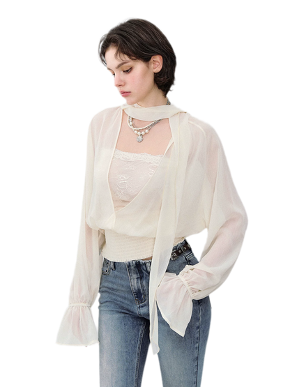 Reversible Chiffon Tie Blouse