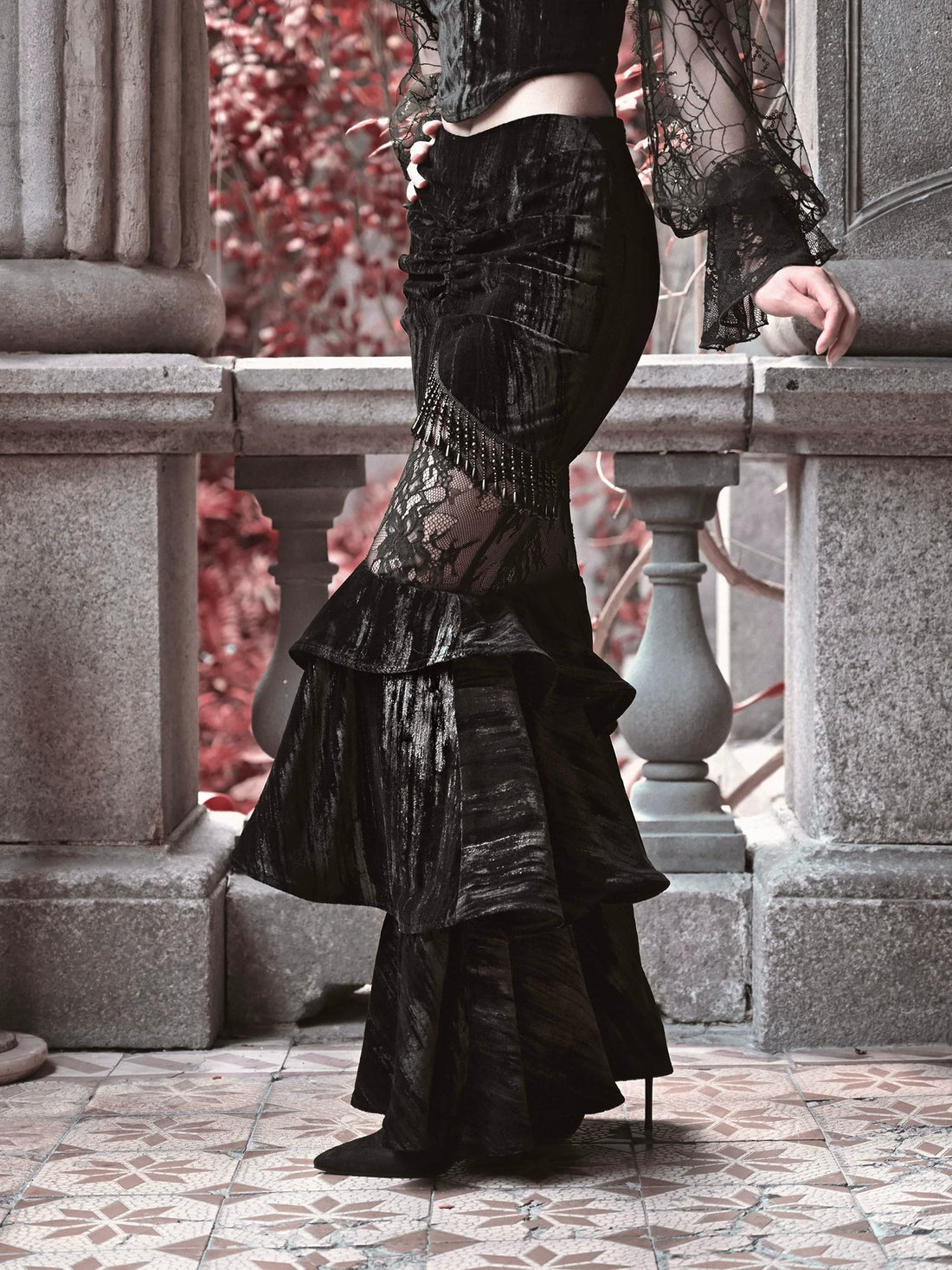 Gold Thread Mermaid Velvet Skirt
