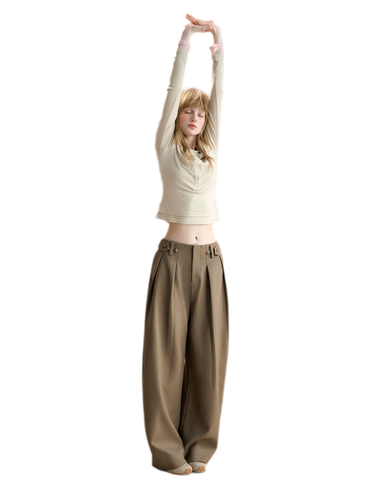 Double Pleat Curved Trousers