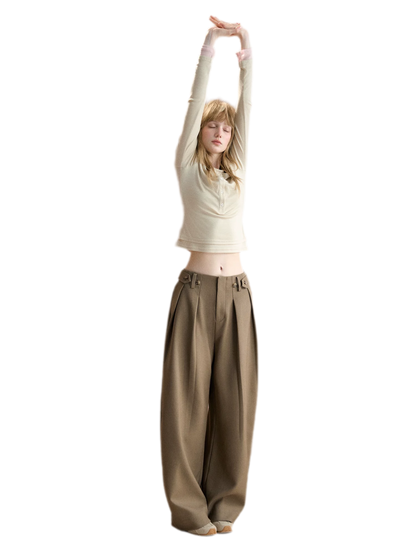 Double Pleat Curved Trousers