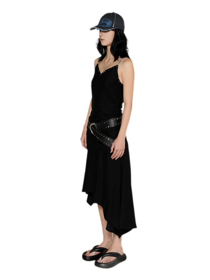 Acetate Asymmetric Slip Dress