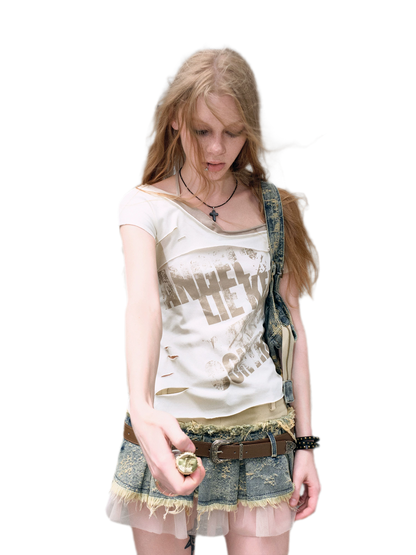 Asymmetric Graffiti T-Shirt