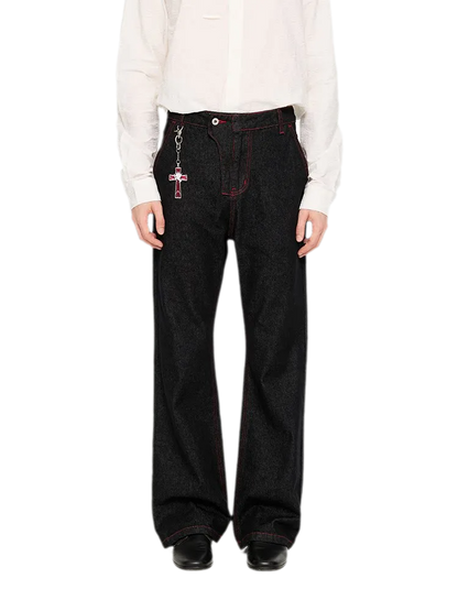 Washed Bootcut Raw-Denim Jeans