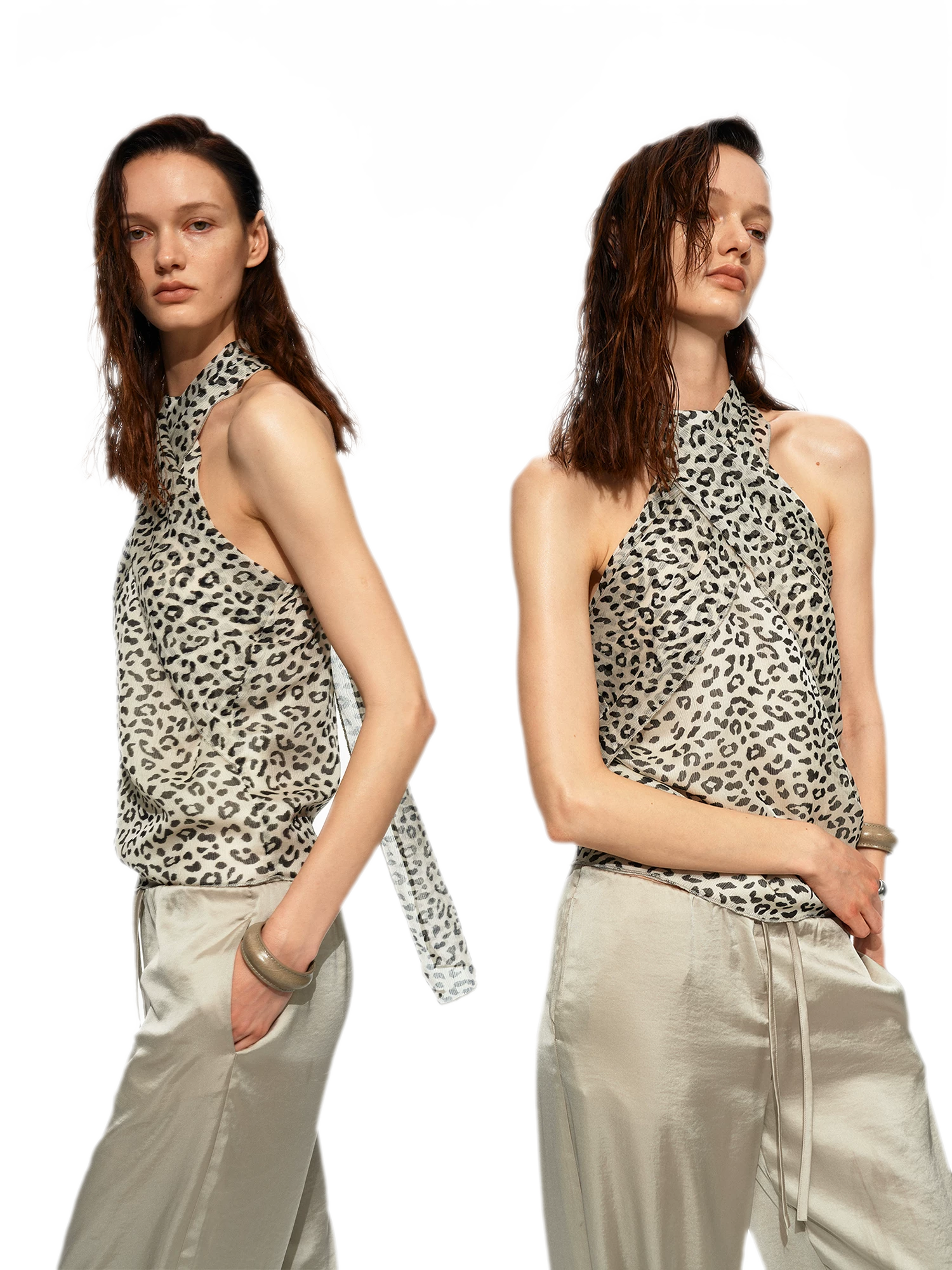 Sheer Leopard Halter Cami