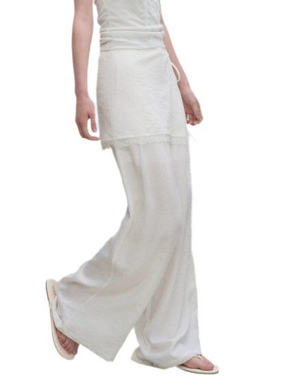 Textured Low-Waist Wide-Leg Trousers