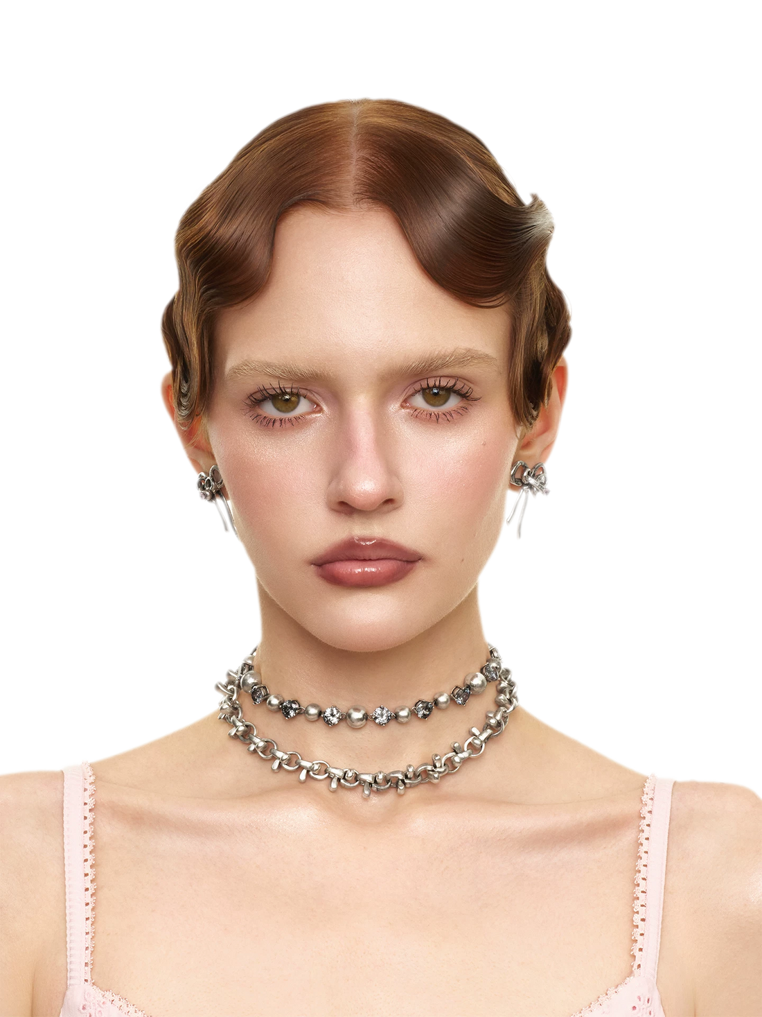 Vintage Bowknot &amp; Zircon Layered Choker