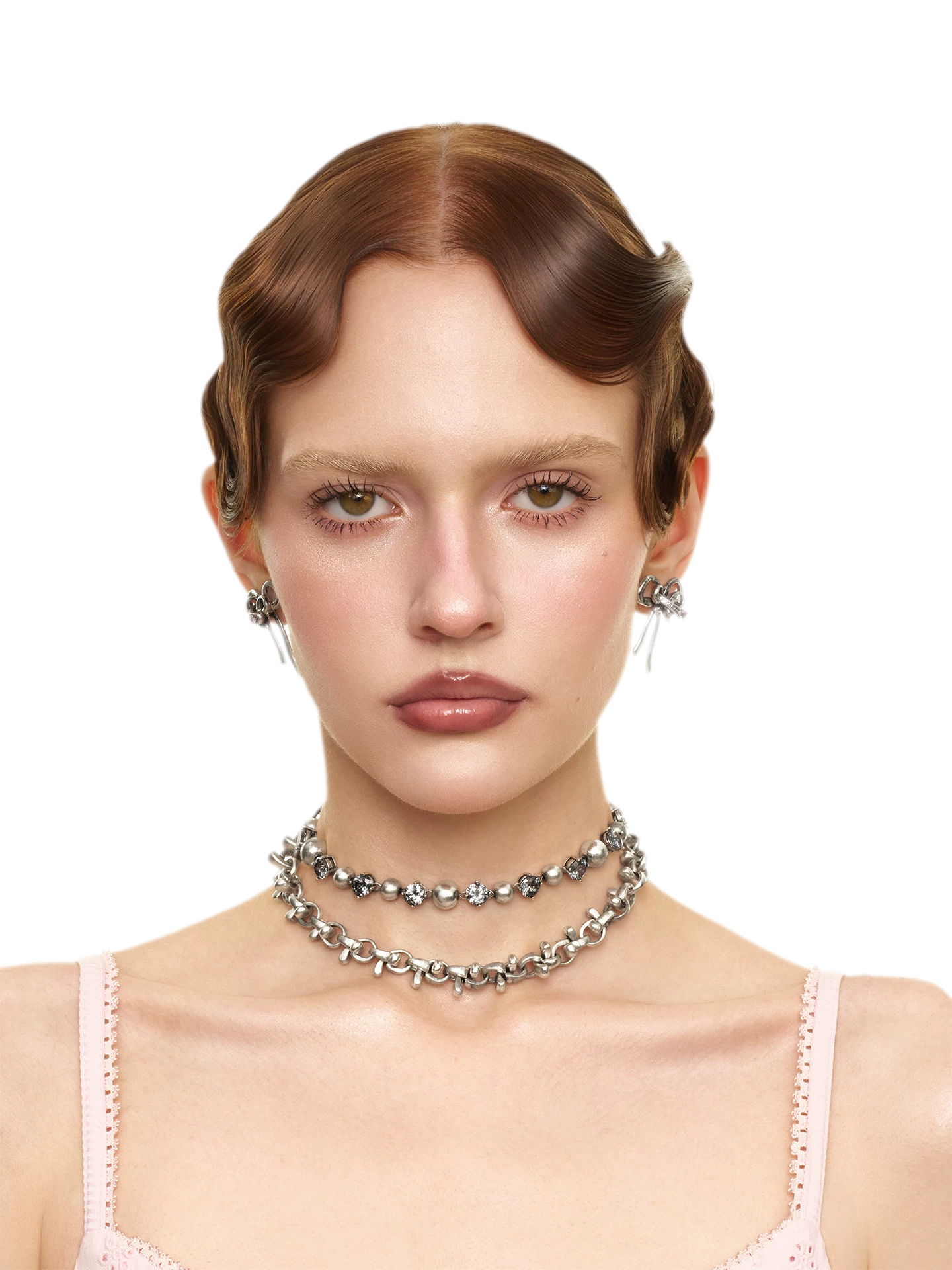 Vintage Bowknot &amp; Zircon Layered Choker
