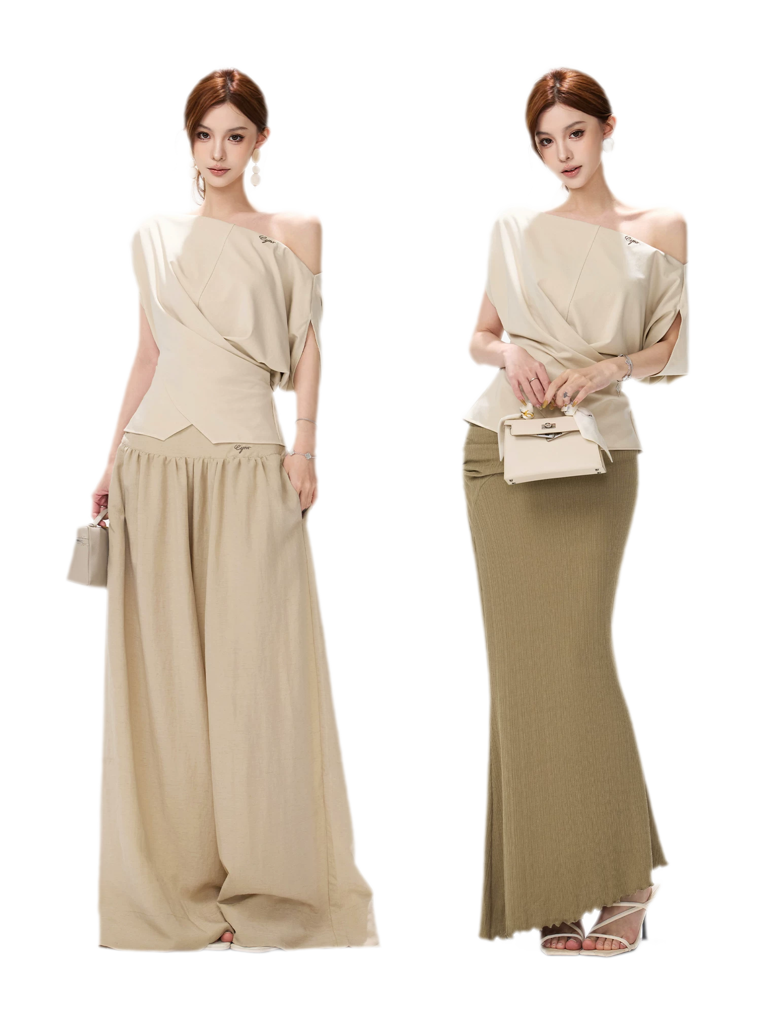 Lyocell Asymmetric Wrap Knit Top