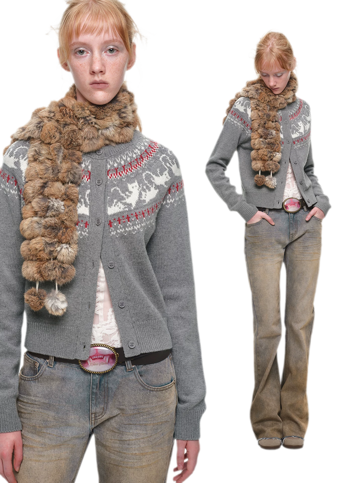 Gilet à motif chat Fair Isle