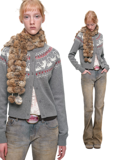 Gilet à motif chat Fair Isle
