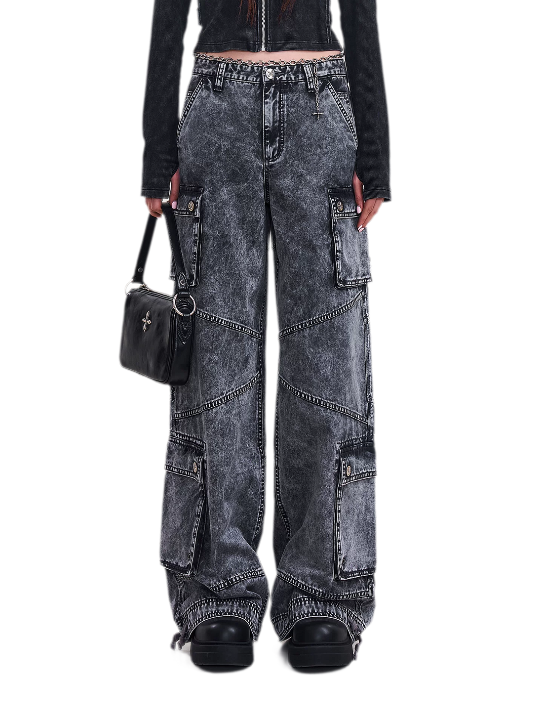 Retro Workwear Wide-Leg Pants