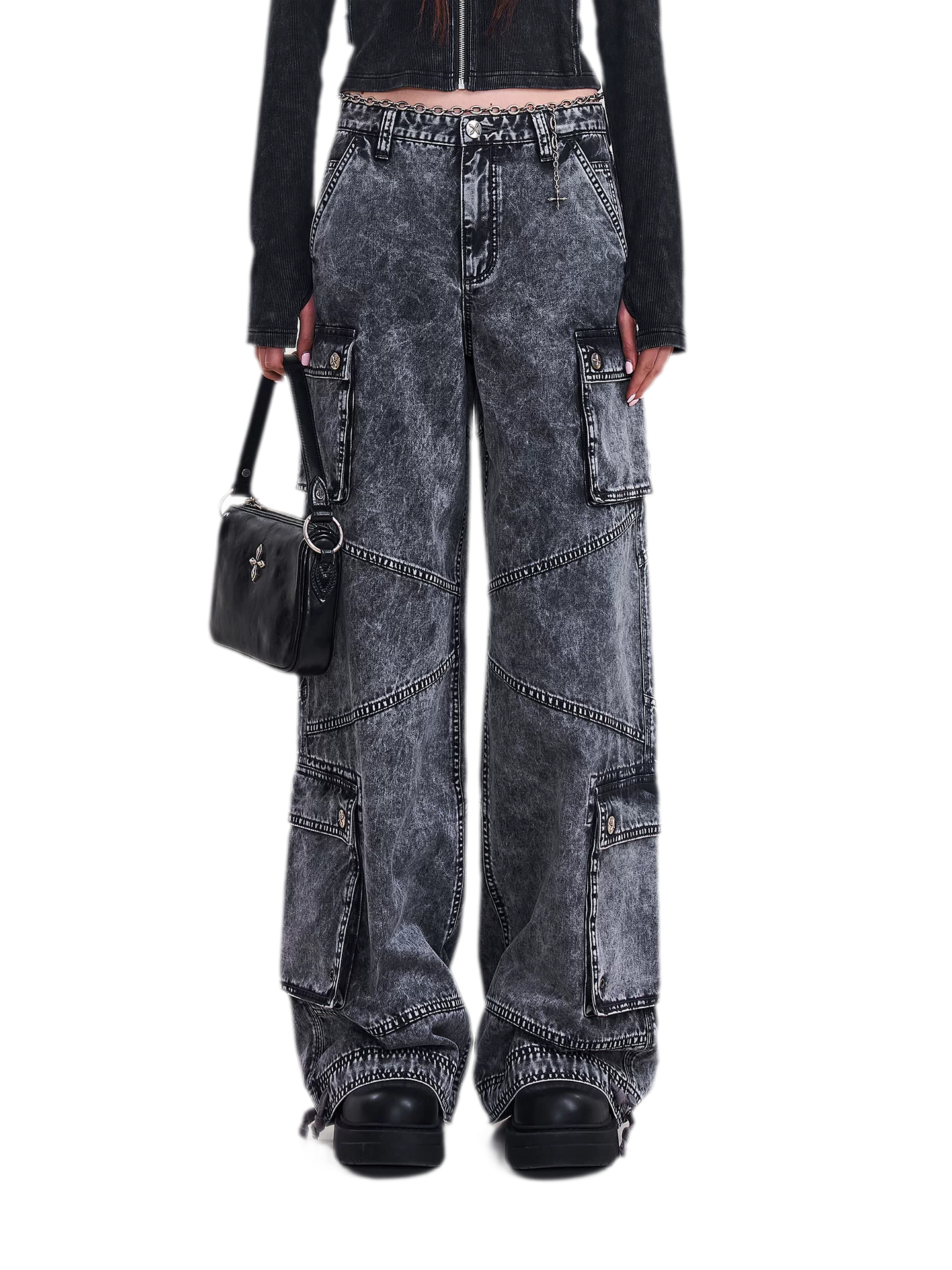 Retro Workwear Wide-Leg Pants