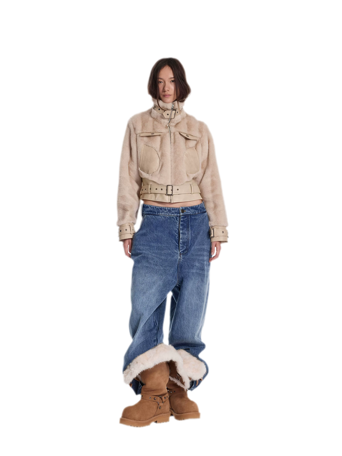 Plush Leather Panelled Jacket