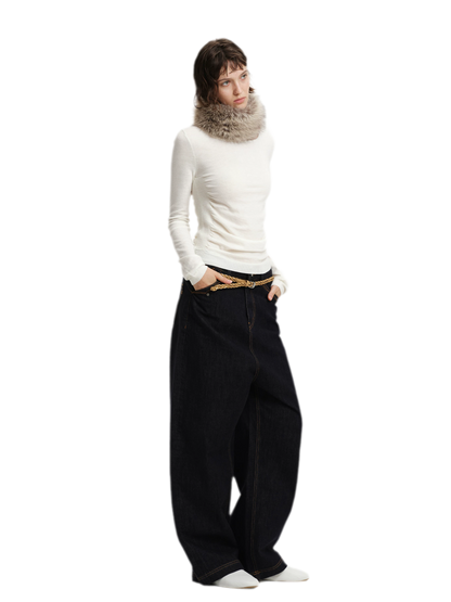 Top in maglia slim arricciato in lana