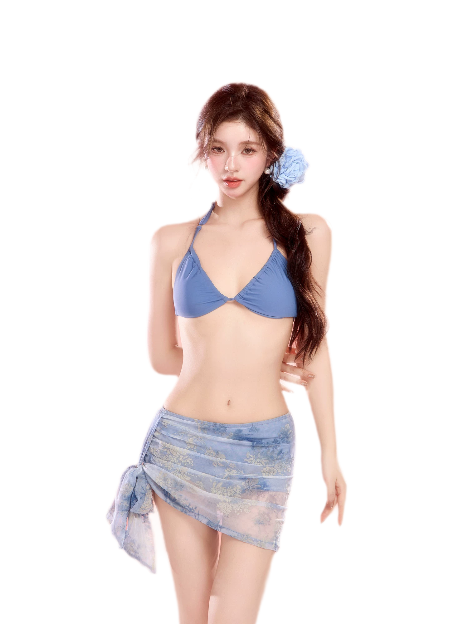 Blue Skirted Swim Set