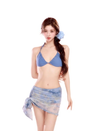 Blue Skirted Swim Set