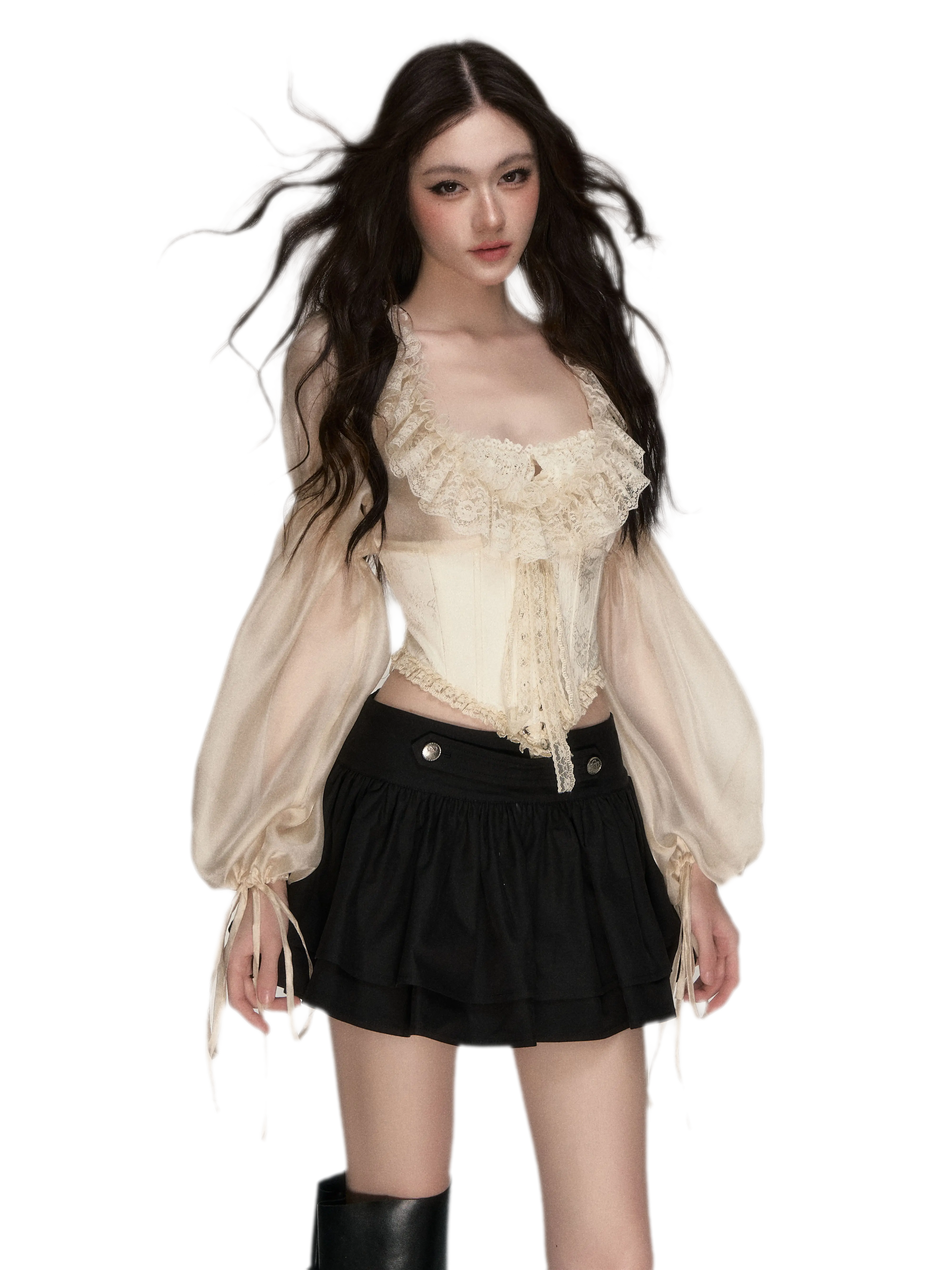 Lace Jacquard Corset Top