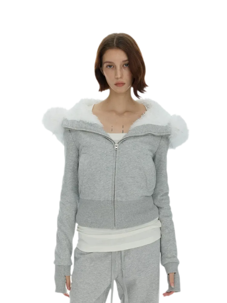 Detachable Fur Collar Hoodie Jacket