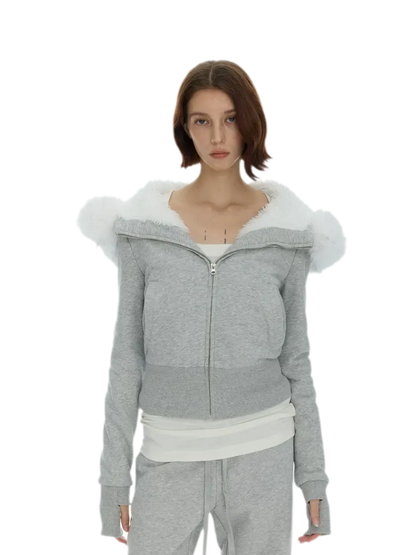 Detachable Fur Collar Hoodie Jacket