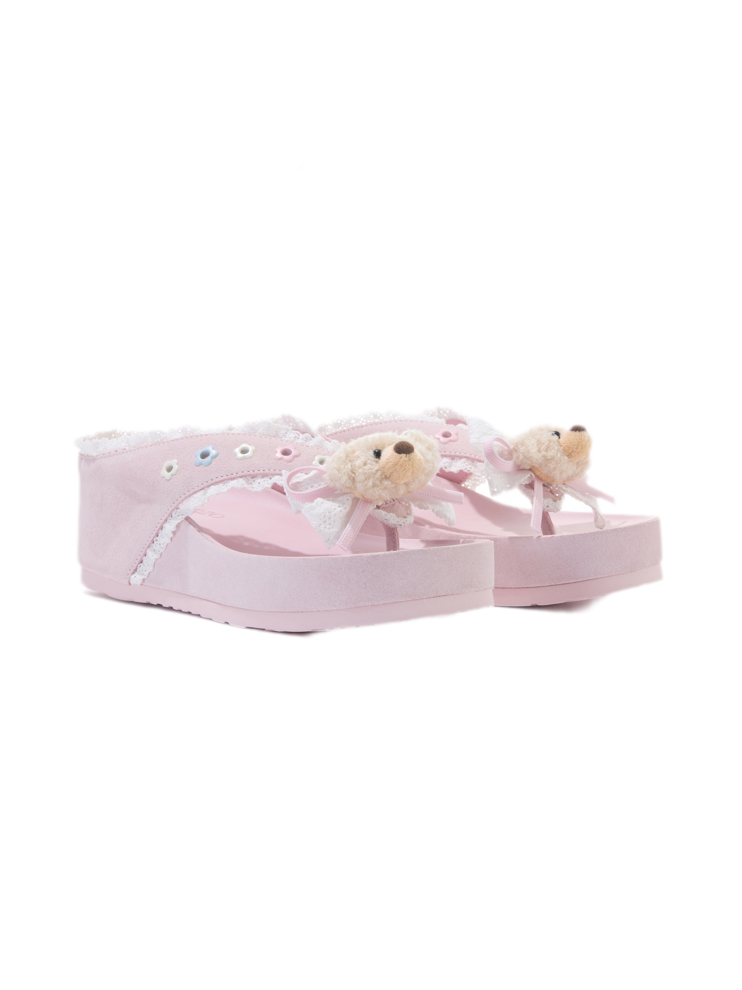 Lace Trim Platform Flip-Flops