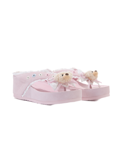 Lace Trim Platform Flip-Flops