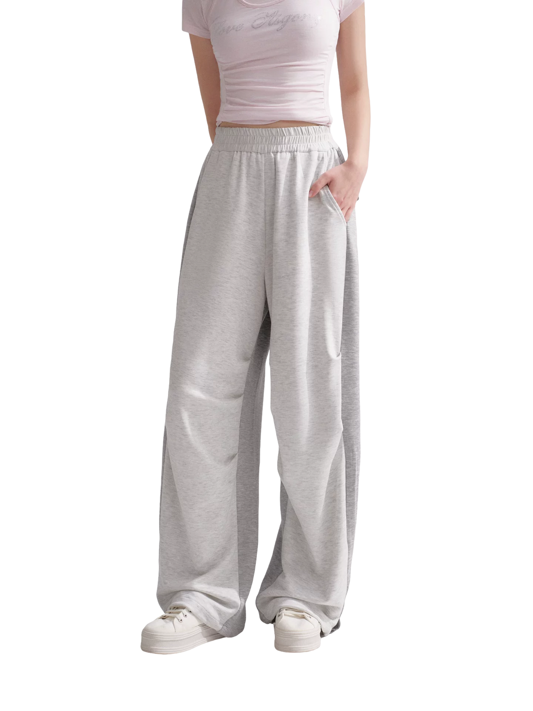 Lyocell Colorblock Drawstring Waist Pants