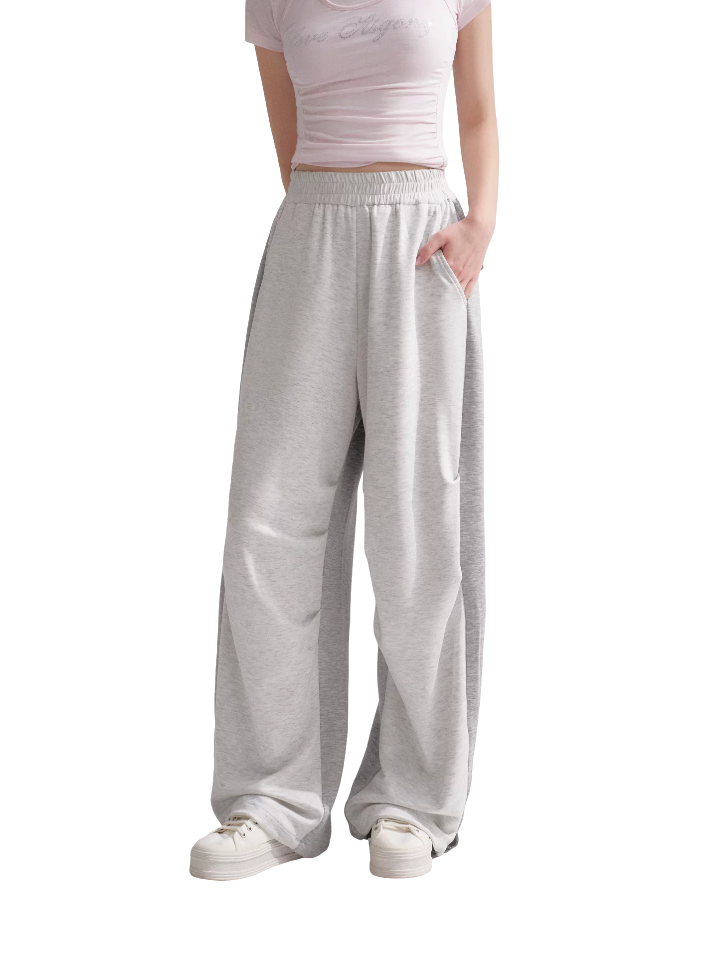 Lyocell Colorblock Drawstring Waist Pants