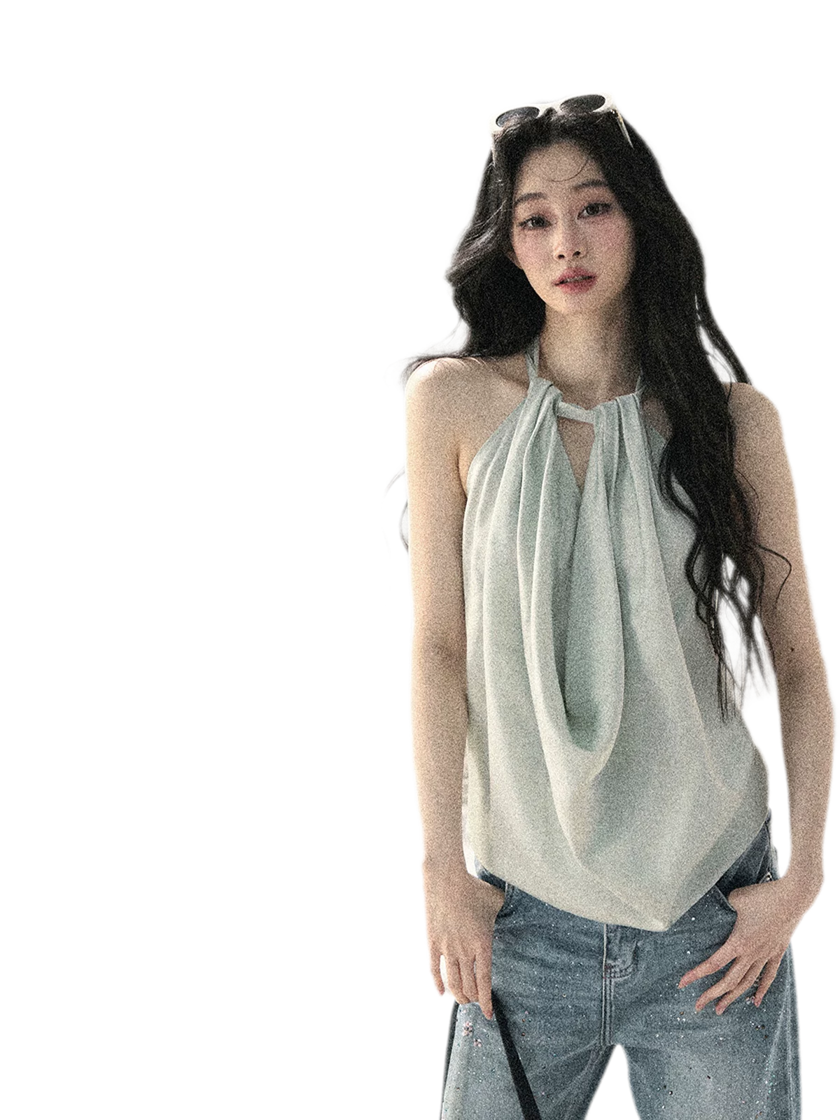 Fluid Halter Backless Top