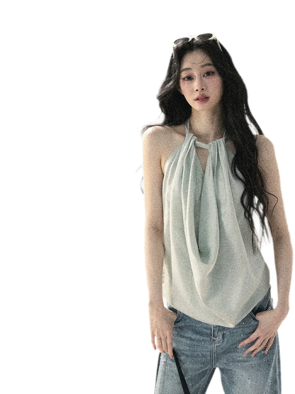 Fluid Halter Backless Top