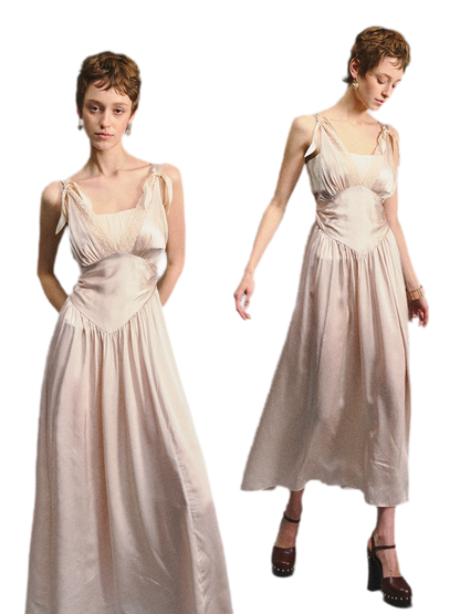 Lace Tie Satin Dress