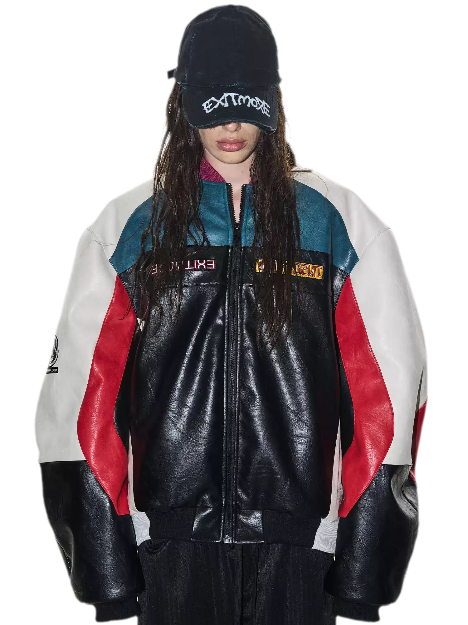 Color-Blocked Embroidered Padded Jacket