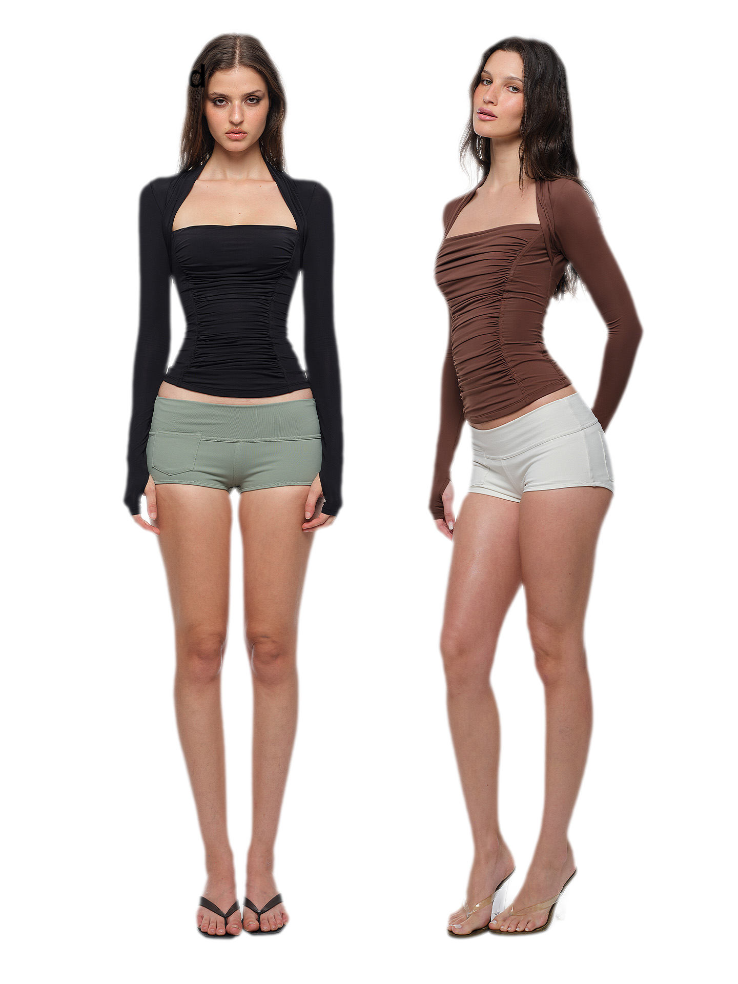 Ruched Sculpted Long-Sleeve Top