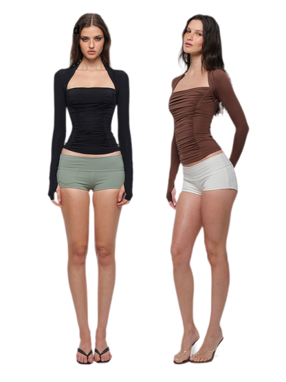 Ruched Sculpted Long-Sleeve Top